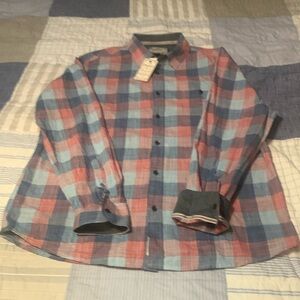 Men's Blue and Red Plaid Shirt